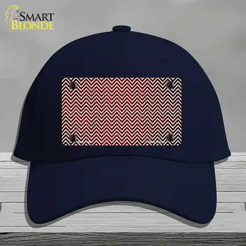 Red White Small Chevron Oil Rubbed Novelty License Plate Hat Cotton / Navy