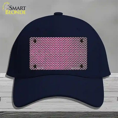 Pink White Small Chevron Oil Rubbed Novelty License Plate Hat Cotton / Navy