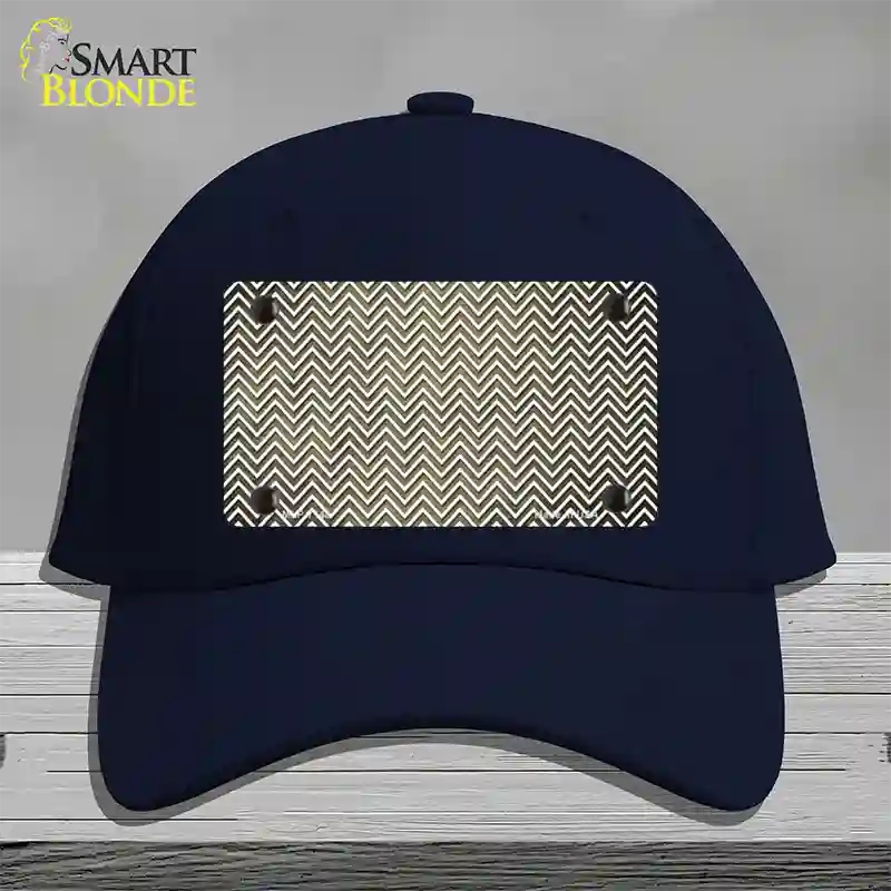 Gold White Small Chevron Oil Rubbed Novelty License Plate Hat Cotton / Navy