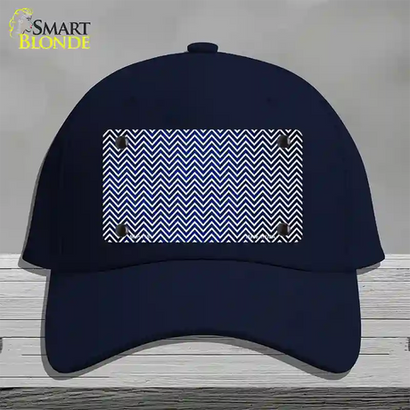 Blue White Small Chevron Oil Rubbed Novelty License Plate Hat Cotton / Navy