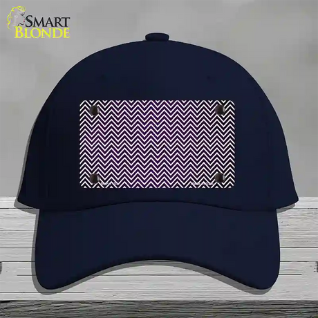 Purple White Small Chevron Oil Rubbed Novelty License Plate Hat Cotton / Navy