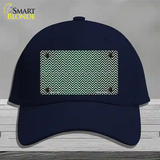 Green White Small Chevron Oil Rubbed Novelty License Plate Hat Cotton / Navy