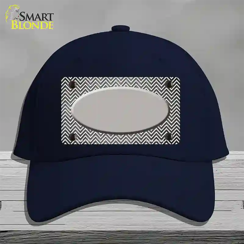 Gray White Small Chevron Oval Oil Rubbed Novelty License Plate Hat Cotton / Navy