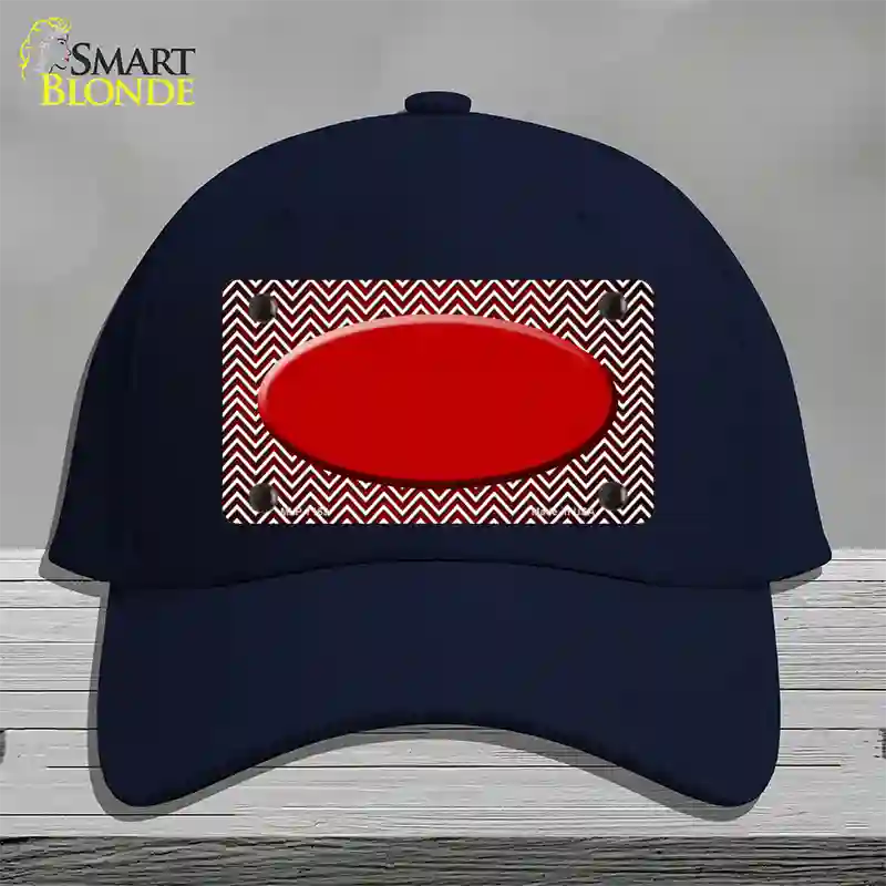 Red White Small Chevron Oval Oil Rubbed Novelty License Plate Hat Cotton / Navy