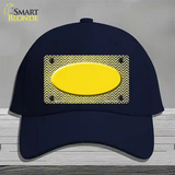 Yellow White Small Chevron Oval Oil Rubbed Novelty License Plate Hat Cotton / Navy