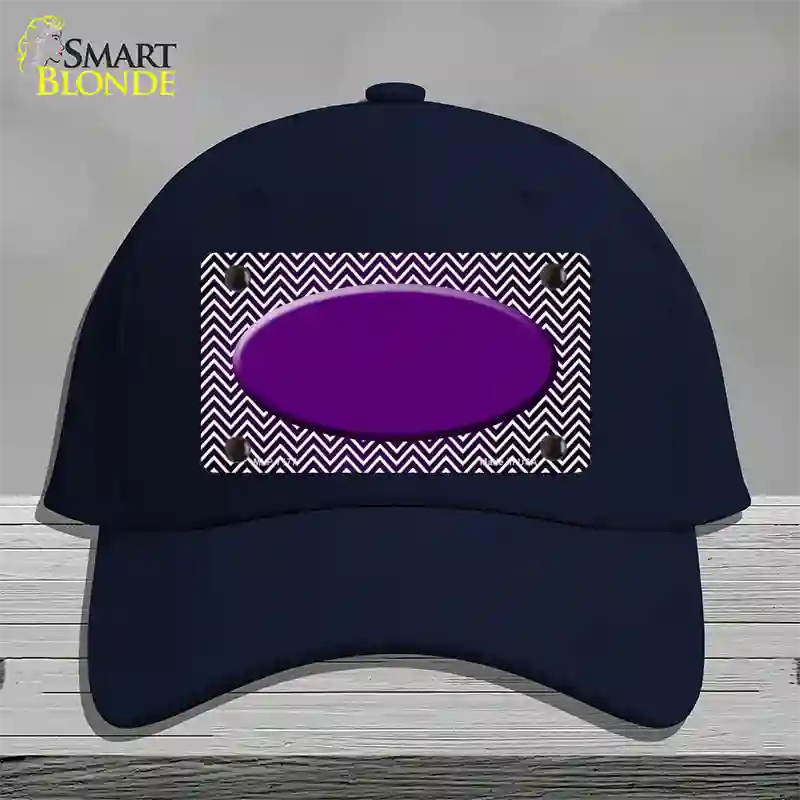 Purple White Small Chevron Oval Oil Rubbed Novelty License Plate Hat Cotton / Navy