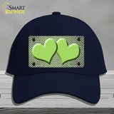 Lime Green White Small Chevron Hearts Oil Rubbed Novelty License Plate Hat Cotton / Navy