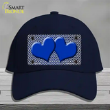 Blue White Small Chevron Hearts Oil Rubbed Novelty License Plate Hat Cotton / Navy