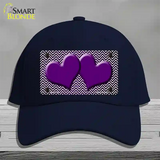 Purple White Small Chevron Hearts Oil Rubbed Novelty License Plate Hat Cotton / Navy