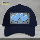 Light Blue White Small Chevron Hearts Oil Rubbed Novelty License Plate Hat Cotton / Navy