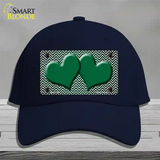 Green White Small Chevron Hearts Oil Rubbed Novelty License Plate Hat Cotton / Navy