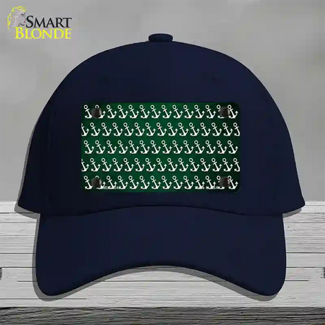 Green White Anchor Oil Rubbed Novelty License Plate Hat Cotton / Navy