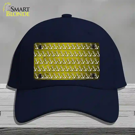 Yellow White Anchor Oil Rubbed Novelty License Plate Hat Cotton / Navy