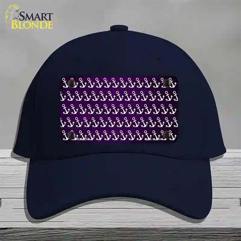 Purple White Anchor Oil Rubbed Novelty License Plate Hat Cotton / Navy