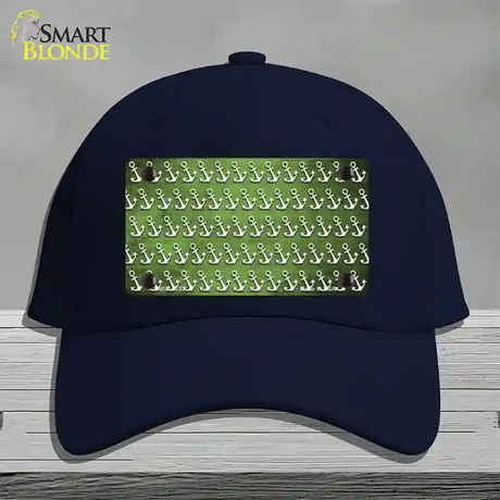 Lime Green White Anchor Oil Rubbed Novelty License Plate Hat Cotton / Navy