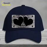 Black White Anchor Hearts Oil Rubbed Novelty License Plate Hat Cotton / Navy