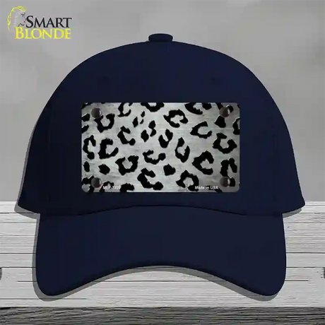 White Black Cheetah Oil Rubbed Novelty License Plate Hat Cotton / Navy