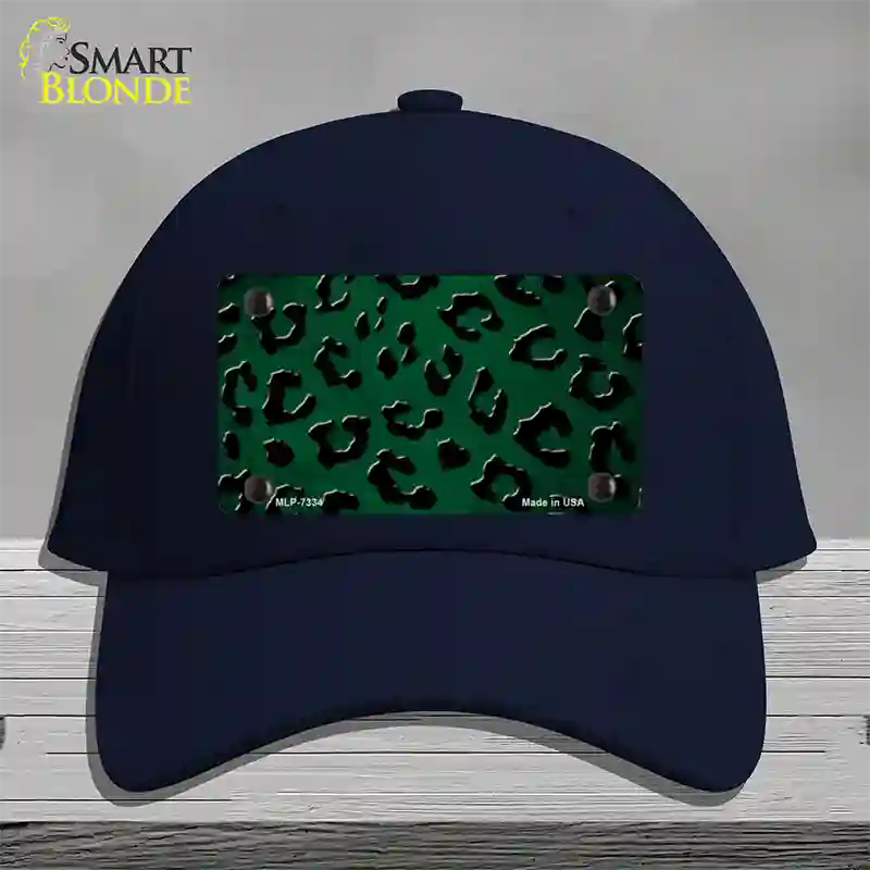 Green Black Cheetah Oil Rubbed Novelty License Plate Hat Cotton / Navy