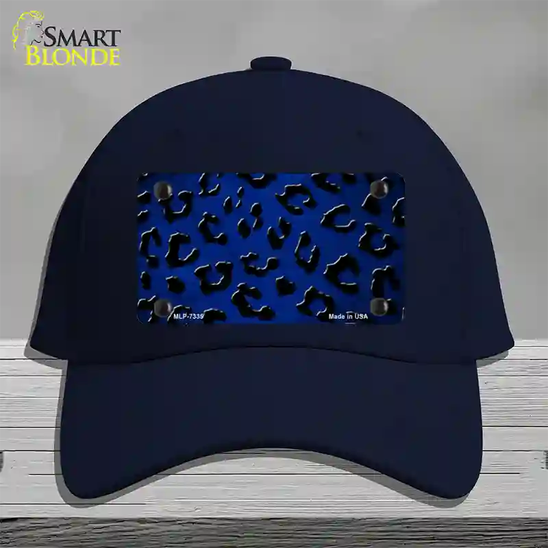 Blue Black Cheetah Oil Rubbed Novelty License Plate Hat Cotton / Navy