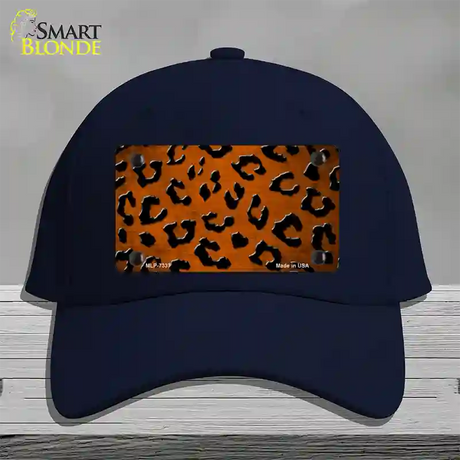 Orange Black Cheetah Oil Rubbed Novelty License Plate Hat Cotton / Navy