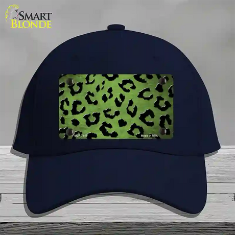 Lime Green Black Cheetah Oil Rubbed Novelty License Plate Hat Cotton / Navy