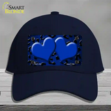 Blue Black Cheetah Hearts Oil Rubbed Novelty License Plate Hat Cotton / Navy