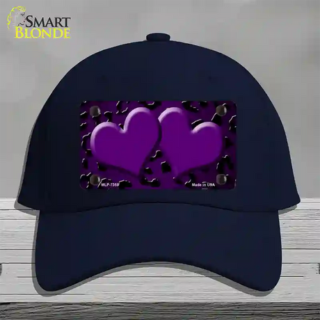 Purple Black Cheetah Hearts Oil Rubbed Novelty License Plate Hat Cotton / Navy