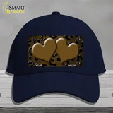 Brown Black Cheetah Hearts Oil Rubbed Novelty License Plate Hat Cotton / Navy