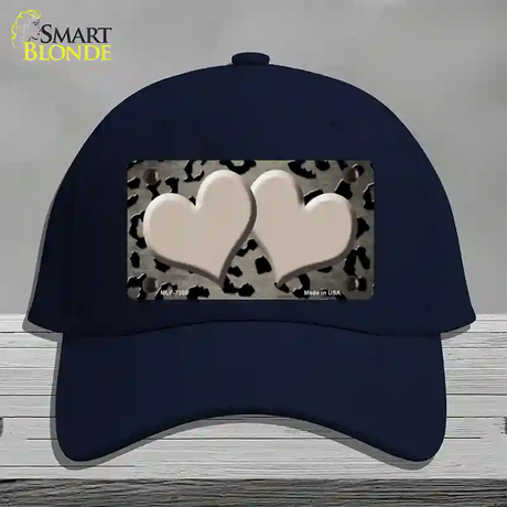 Tan Black Cheetah Hearts Oil Rubbed Novelty License Plate Hat Cotton / Navy