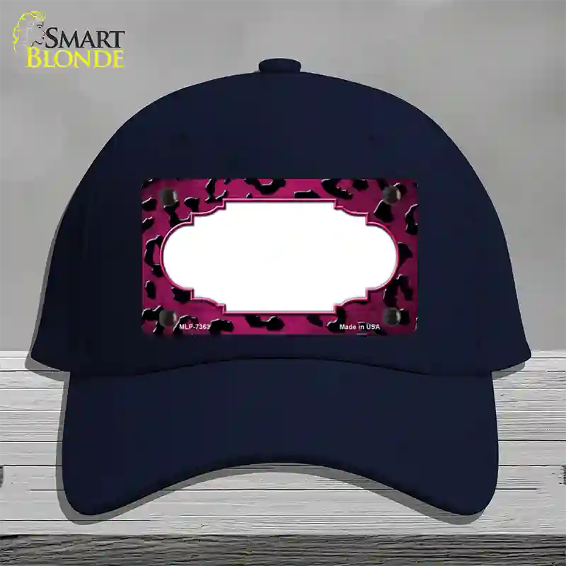 Pink Black Cheetah Scallop Oil Rubbed Novelty License Plate Hat Cotton / Navy