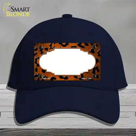 Orange Black Cheetah Scallop Oil Rubbed Novelty License Plate Hat Cotton / Navy