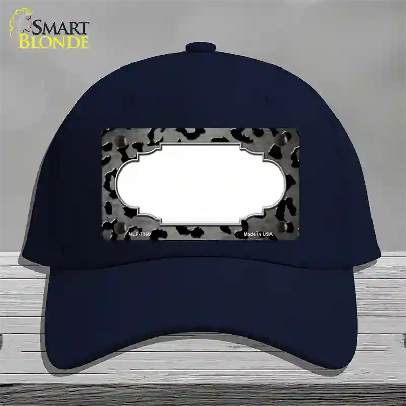 Gray Black Cheetah Scallop Oil Rubbed Novelty License Plate Hat Cotton / Navy