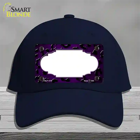 Purple Black Cheetah Scallop Oil Rubbed Novelty License Plate Hat Cotton / Navy