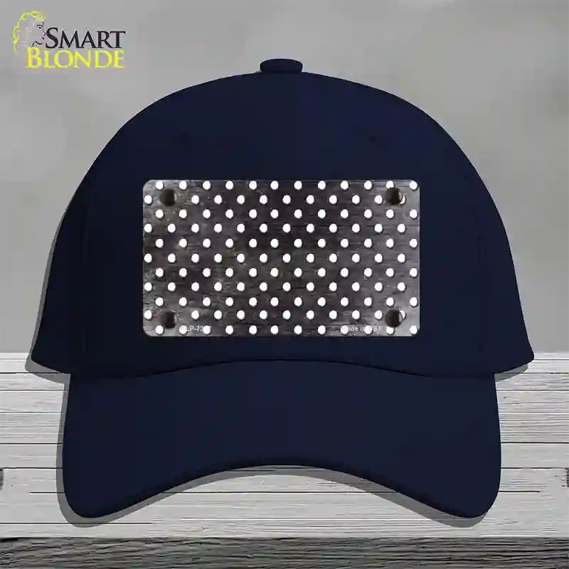 Black White Small Dots Oil Rubbed Novelty License Plate Hat Cotton / Navy