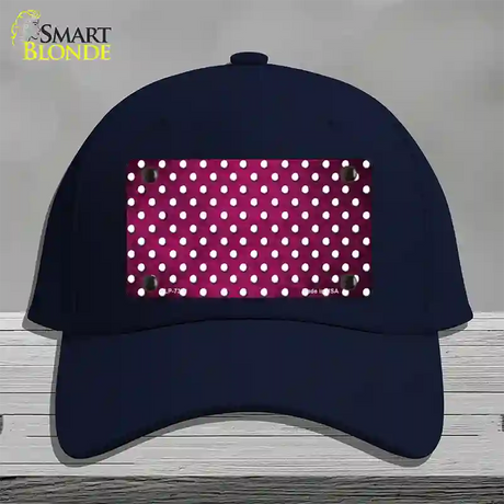 Pink White Small Dots Oil Rubbed Novelty License Plate Hat Cotton / Navy