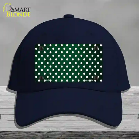 Green White Small Dots Oil Rubbed Novelty License Plate Hat Cotton / Navy