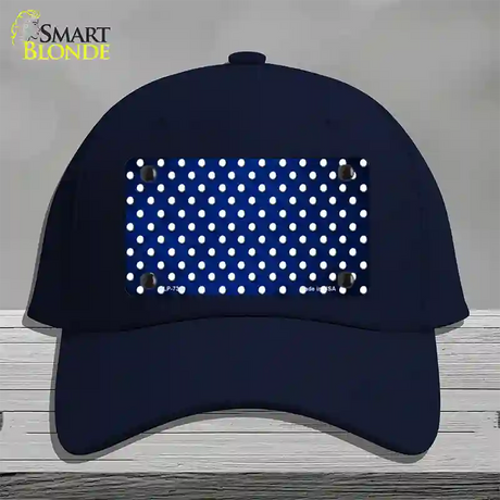 Blue White Small Dots Oil Rubbed Novelty License Plate Hat Cotton / Navy