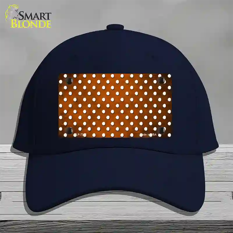 Orange White Small Dots Oil Rubbed Novelty License Plate Hat Cotton / Navy