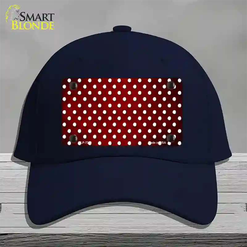 Red White Small Dots Oil Rubbed Novelty License Plate Hat Cotton / Navy