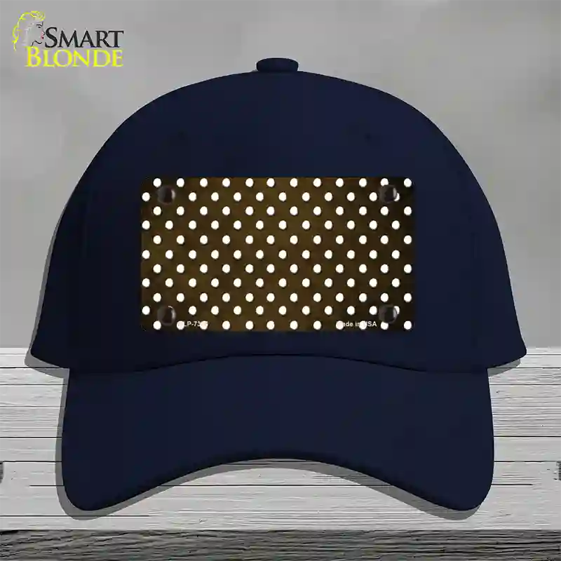 Brown White Small Dots Oil Rubbed Novelty License Plate Hat Cotton / Navy