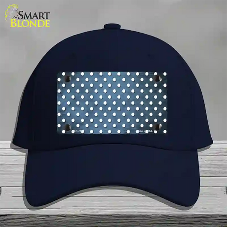 Light Blue White Small Dots Oil Rubbed Novelty License Plate Hat Cotton / Navy