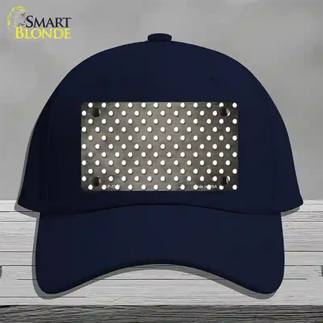 Tan White Small Dots Oil Rubbed Novelty License Plate Hat Cotton / Navy