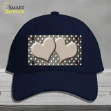 Tan White Small Dots Hearts Oil Rubbed Novelty License Plate Hat Cotton / Navy