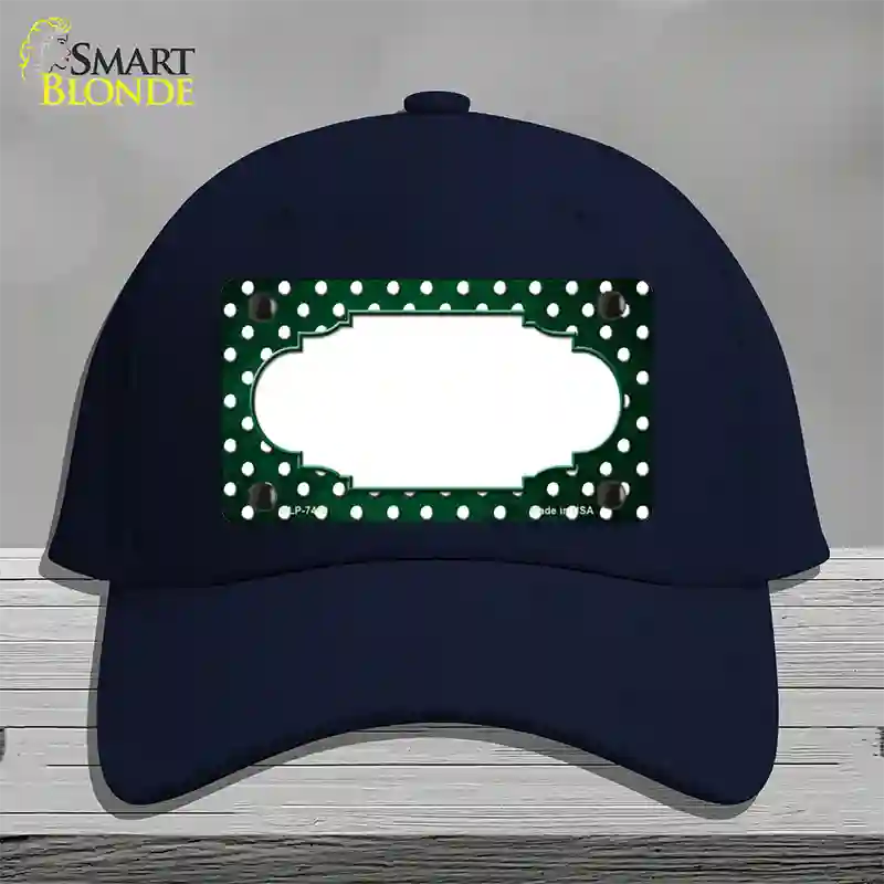 Green White Small Dots Scallop Oil Rubbed Novelty License Plate Hat Cotton / Navy