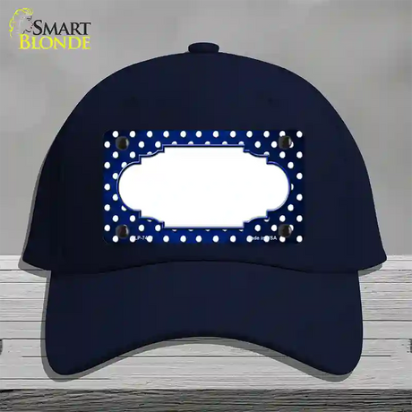 Blue White Small Dots Scallop Oil Rubbed Novelty License Plate Hat Cotton / Navy