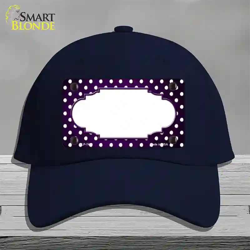 Purple White Small Dots Scallop Oil Rubbed Novelty License Plate Hat Cotton / Navy