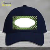 Lime Green White Small Dots Scallop Oil Rubbed Novelty License Plate Hat Cotton / Navy