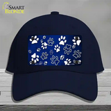 Blue White Paw Oil Rubbed Novelty License Plate Hat Cotton / Navy