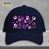 Purple White Paw Oil Rubbed Novelty License Plate Hat Cotton / Navy