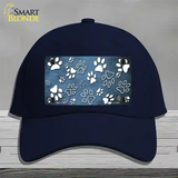 Light Blue White Paw Oil Rubbed Novelty License Plate Hat Cotton / Navy